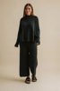 Harmony Merino Cotton Mock Neck Pullover - Pine | Talamaya