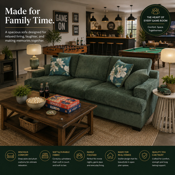 3.5 Seater Cloud Nine Sofa – Ultra Deep Luxury Comfort | Profile Jumbo Fabric Alpine