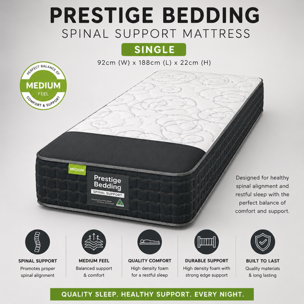 Spinal Support Mattress (Reversible) - Single | Prestige