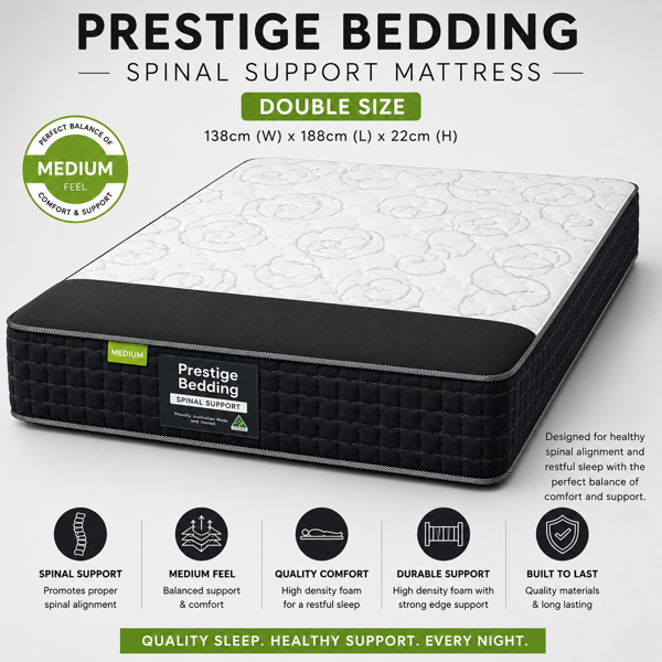 Spinal Support Mattress (Reversible) - Double | Prestige