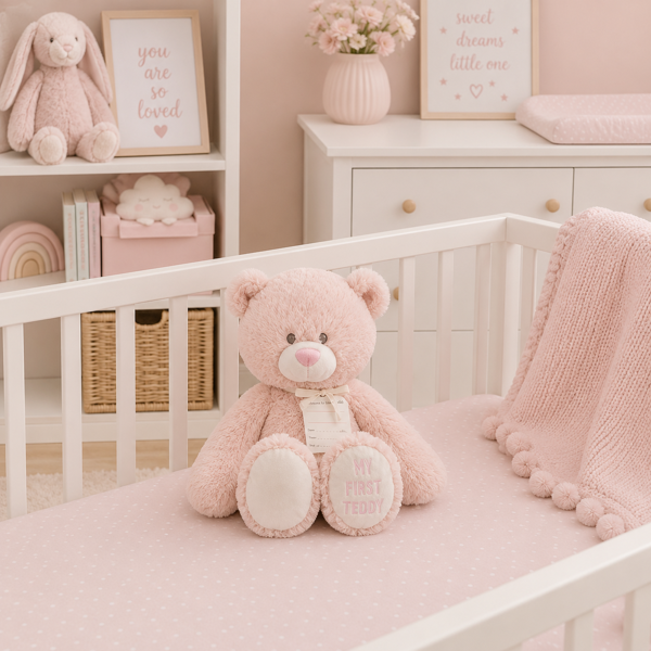 My First Teddy - Baby Pink 24cm  Demdaco