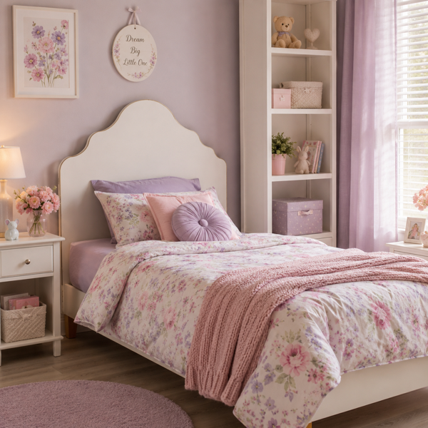 Scalloped Single Bed Head  Gloss White Finish with Gold Trim