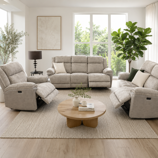 Angus Electric Recliner Suite  Available in GraphiteOyster Fabric