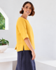 Linen Boat Neck Button Back Top - Marigold  Seesaw
