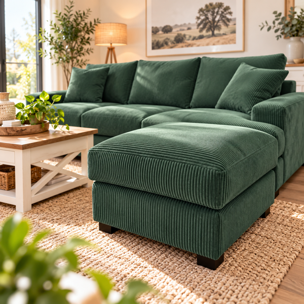 Cushion Top Ottoman | Warwick Jumbo Alpine Fabric
